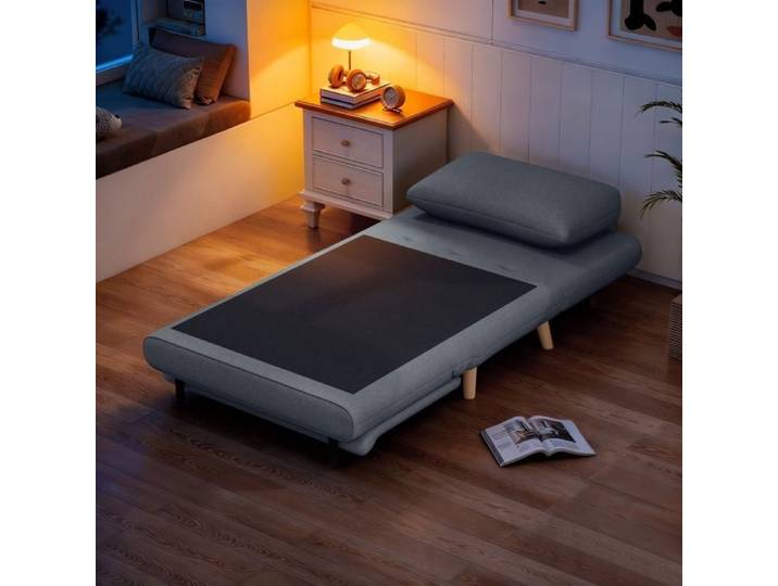 Fauteuil convertible (clic-clac) - ZEVKOR - 1 place - dossier réglable - coussin - pieds bois