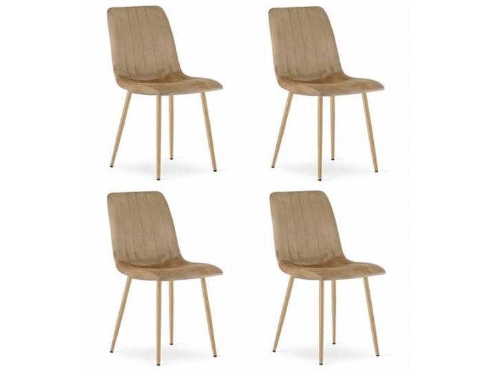 Best For Home Stuhl Samt/Holzfarbene Beine 1-4 (braun, 4er-Set)