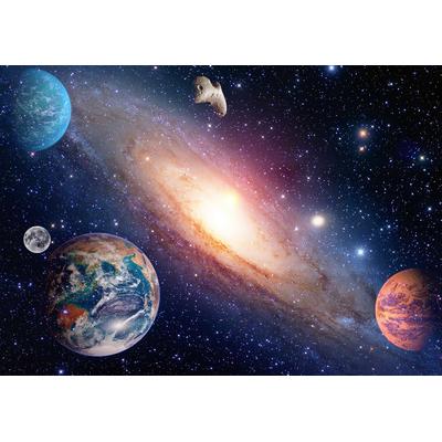 Fototapete PAPERMOON "PLANETEN-GALAXIE WELTALL UNIVERSUM WELTRAUM HIMMEL DEKO", bunt, B:4,5m L:2,8m, Vlies, Tapeten