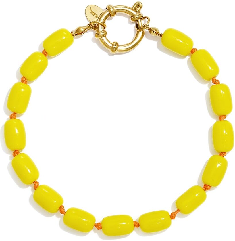 Perlenarmband ADELIA´S "Armband mit Glasperlen 19 cm", gelb, Armbänder, Damen, Echtglas, Perlenarmband, Stylischer Modeschmuck mit glänzenden, länglichen Glasperlen