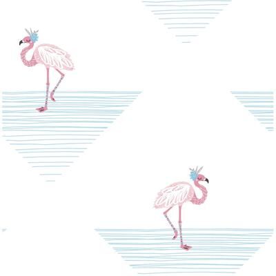 Seabrook Designs Day Dreamers Dancing Flamingo Unpasted Wallpaper