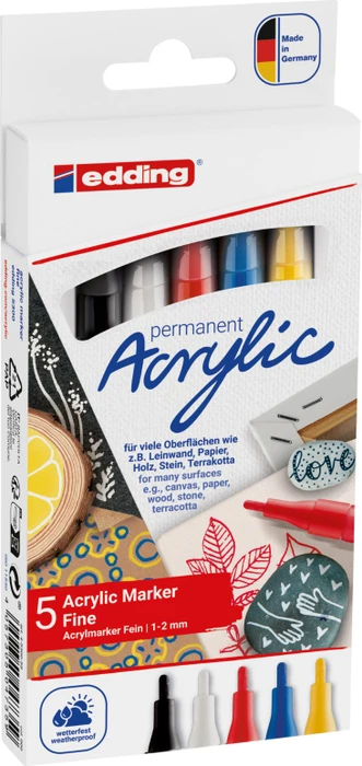 edding 5300 Acrylstifte-Set farbsortiert 1,0 - 2,0 mm, 5 St.