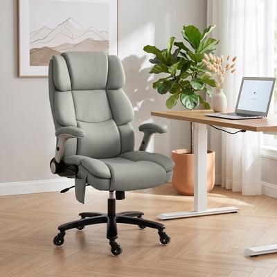 HOMCOM Heavy Duty Office Chair 400LBS with Airbag Lumbar Support, Pet-Friendly Fabric, Big and Tall Desk Chair