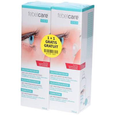 Febelcare Eye All In 1 Lenzenvloeistof 350ml + Gratis 2x350 ml Aufbewahrungs- und Reinigungslösung