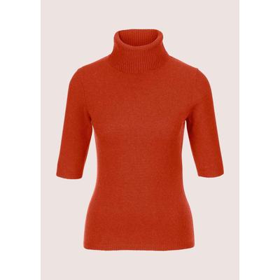Longpullover MADELEINE "Kaschmirpullover Luxuriöser Strickpullover mit Rollkragen", Damen, Gr. 36/38, orange (dunkelorange), Obermaterial: 100% Kaschmir WS., Modern, normal, Rollkragen, Pullover Longpullover, Kaschmirpullover mit Halbarm