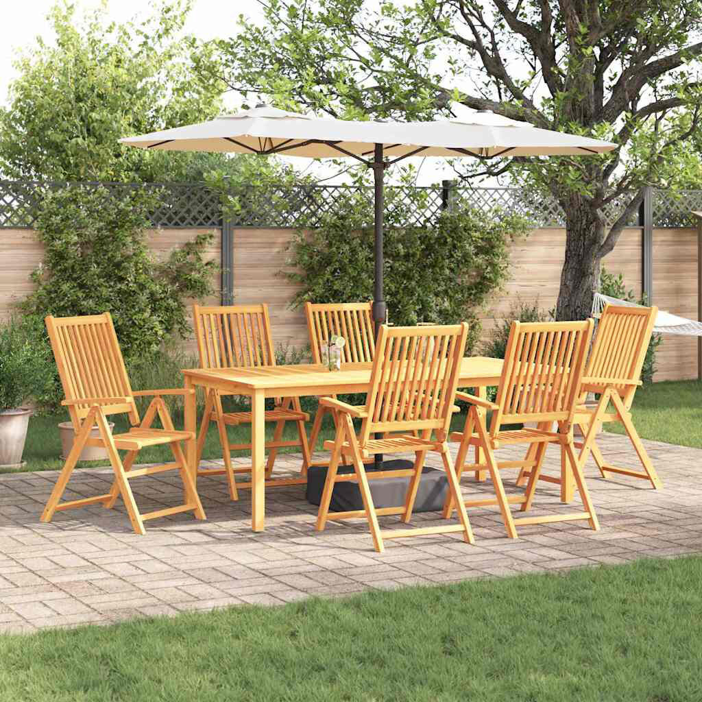 Rosalind Wheeler 6 - Person Acacia Wood Patio Dining Set with Rectangular Table Brown 6