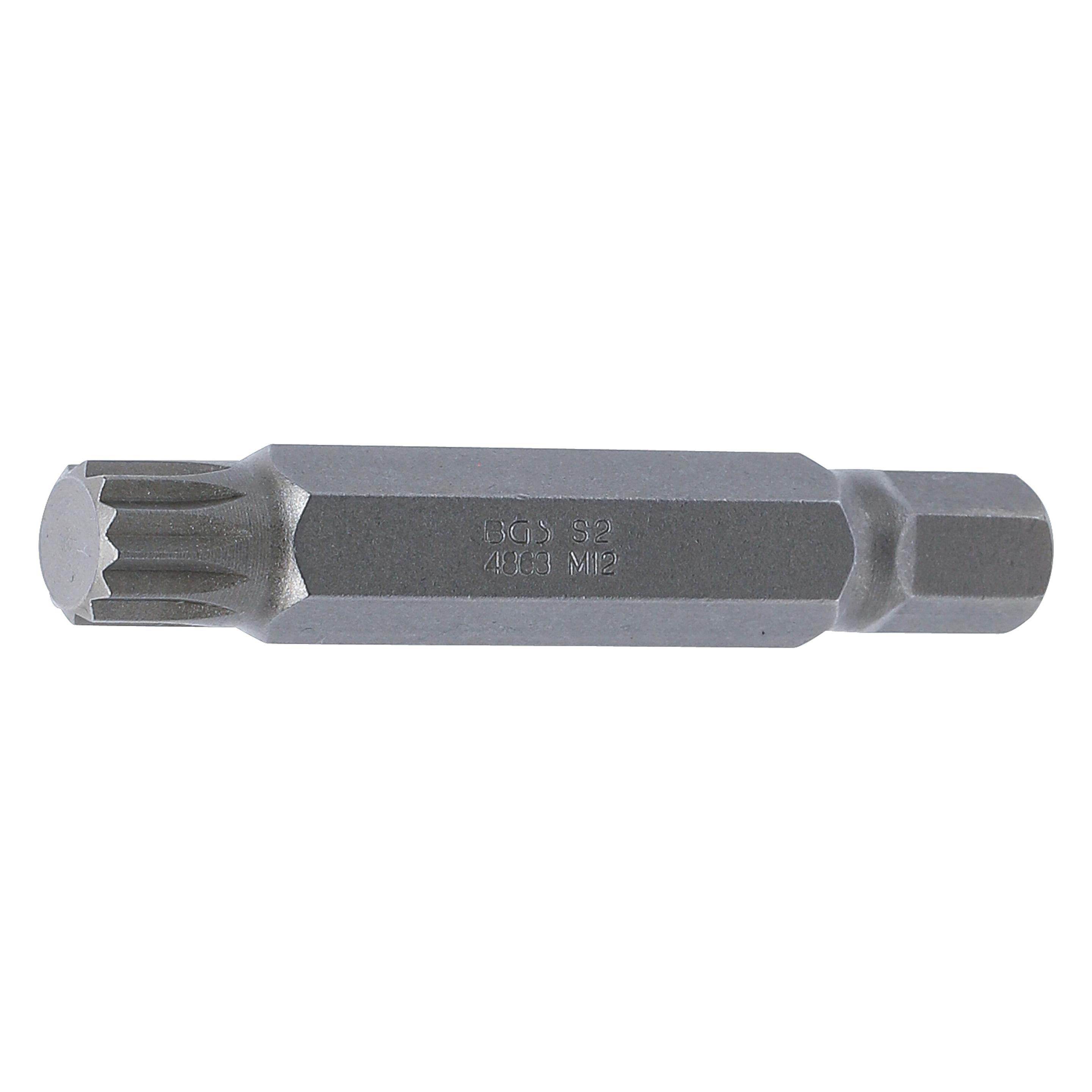 BGS Bit Länge 75 mm Antrieb Aussensechskant 10 mm (3/8") Innenvielzahn (für XZN) M12 (4863)