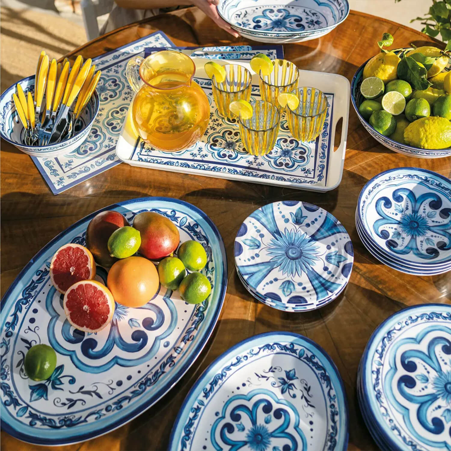 Guzzini Blues Melamine Rectangular Tray With Handles - Large