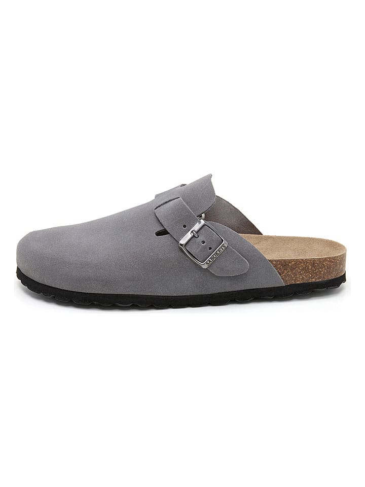 SABOKETS Leder-Clogs in Grau - 41