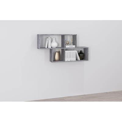 Wandregal FMD "Nora", grau (betonfarben), B:100cm H:53cm T:194cm, Holzwerkstoff, Regale, Wandregal, Regal kompakt für Bücher und Accessoires, 100 cm breit, 53 cm hoch