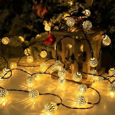Uplift Essentials Artisanal Moroccan Globe Fairy Lights blue 16 Ft 20 Led