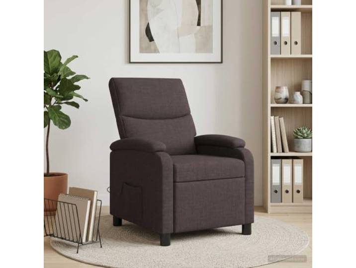 Massage Relaxsessel Dunkelbraun Stoff Verstellbare Rückenlehne 115°-160°,Metall-und-Holzwerkstoff-Rahmen,Schaumstoff-Füllung,feuchtes Tuch