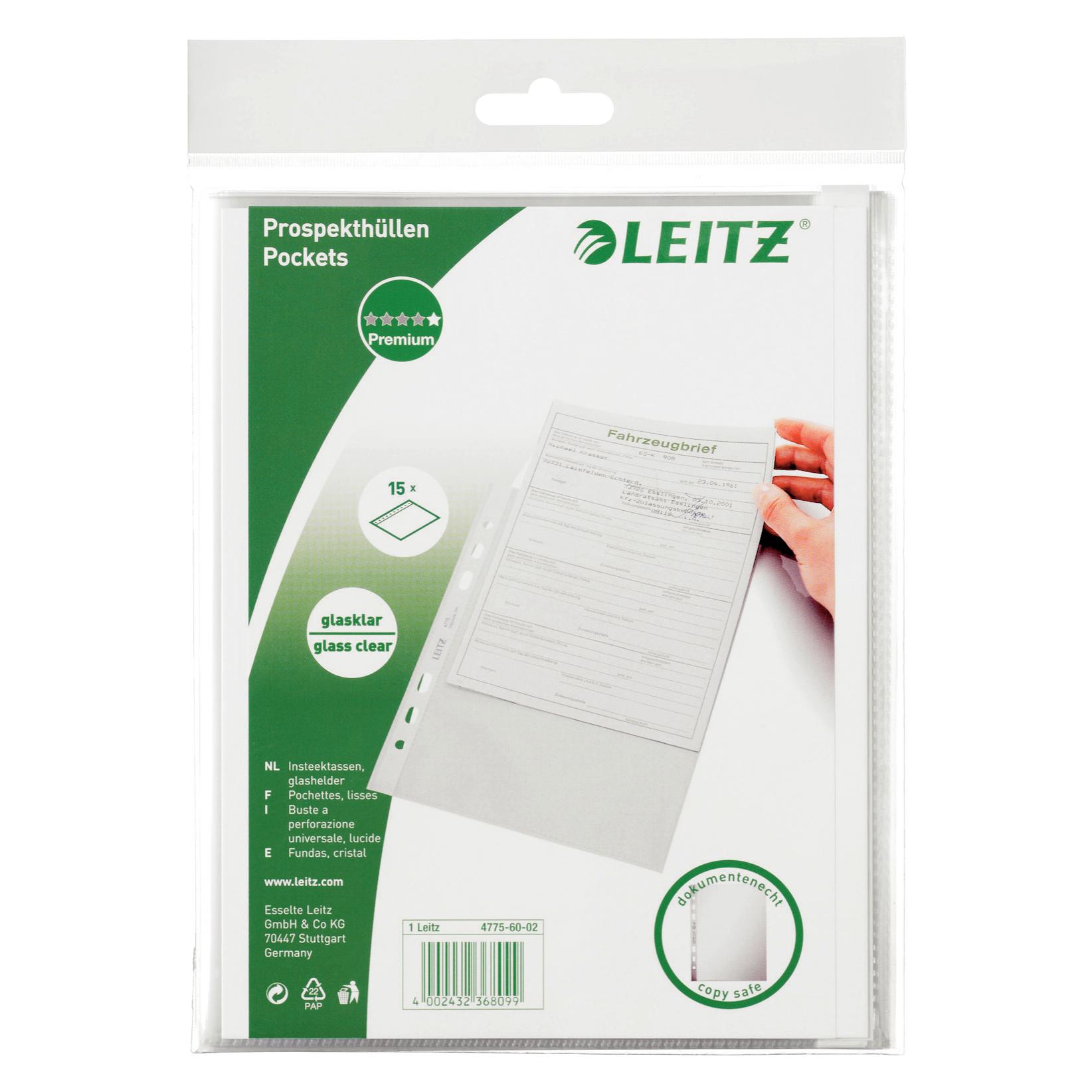 Leitz STANDARD - Prospekthüllen PP glatt (A5, 15x) (47756002)
