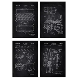 POSTER Set mit 4 Schwarz Kochfertig Das Hügelset A4 Schwarzer Rahmen