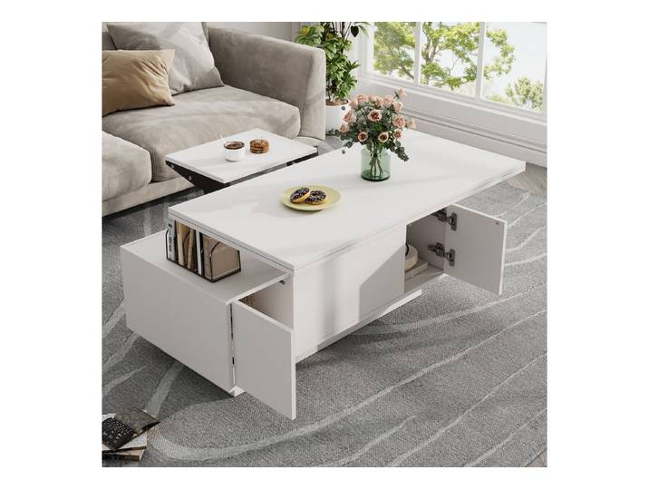Fine Life Pro Couchtisch Moderner Couchtisch mit Doppel-Hebemechanismus & verstecktem Stauraum., Belastbar bis 50 kg – praktisch & stilvoll für jedes Wohnzimmer.