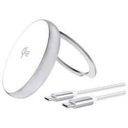 4Smarts Induktions-Ladegerät 15 W Kickstand 540987 Ausgänge Magnetanschluss Silber, Weiß