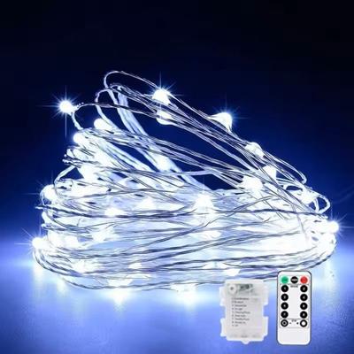 Uplift Treasures Battery Operated Silver Copper Wire String Lights With Remote white copper Wire 5 M 50 Led