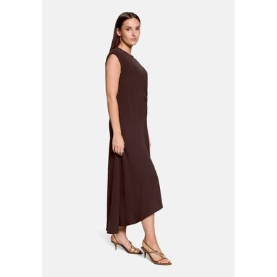 Midikleid CARTOON "Damen mit Raffung", Damen, Gr. 40, Normalgrößen, braun (dunkelbraun), Obermaterial: 100% Polyester, ausgestellt lang, Rundhals, Kleider Midikleid