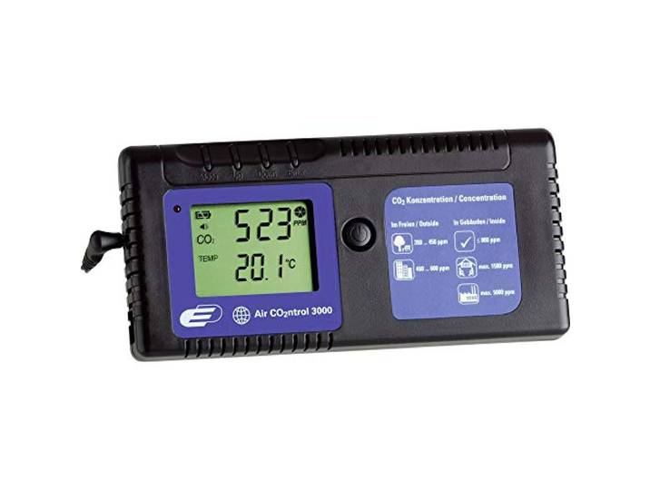 TFA Dostmann Airco2ntrol 3000 CO2-Messgerät, zur Überwachung der CO2-Konzentration, CO2 Messer, akustischer Alarm, Temperaturanzeige, 31.5000, Schwarz Blau