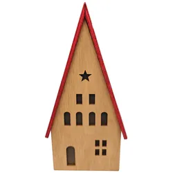 Dekohaus Woody Naturfarben/Rot