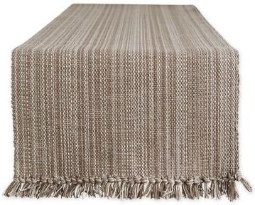 DII Variegated Taupe Fringe Table Runner 13x72