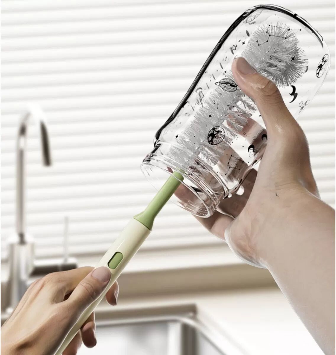 INF Brosse à Bouteille 360° Extensible 2-en-1 - Outil de Nettoyage Multifonctionnel