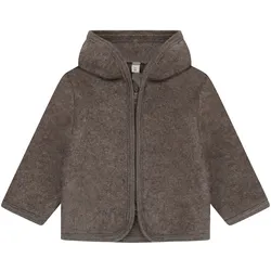 Huttelihut Wollfleece-Jacke Kapuze mit Ohren aus Merinowolle, braun, 62