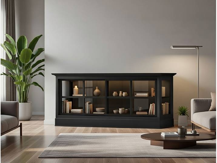 Sideboard I 191 x 84 x 49cm Schwarz/Schwarz/Pinie Honig