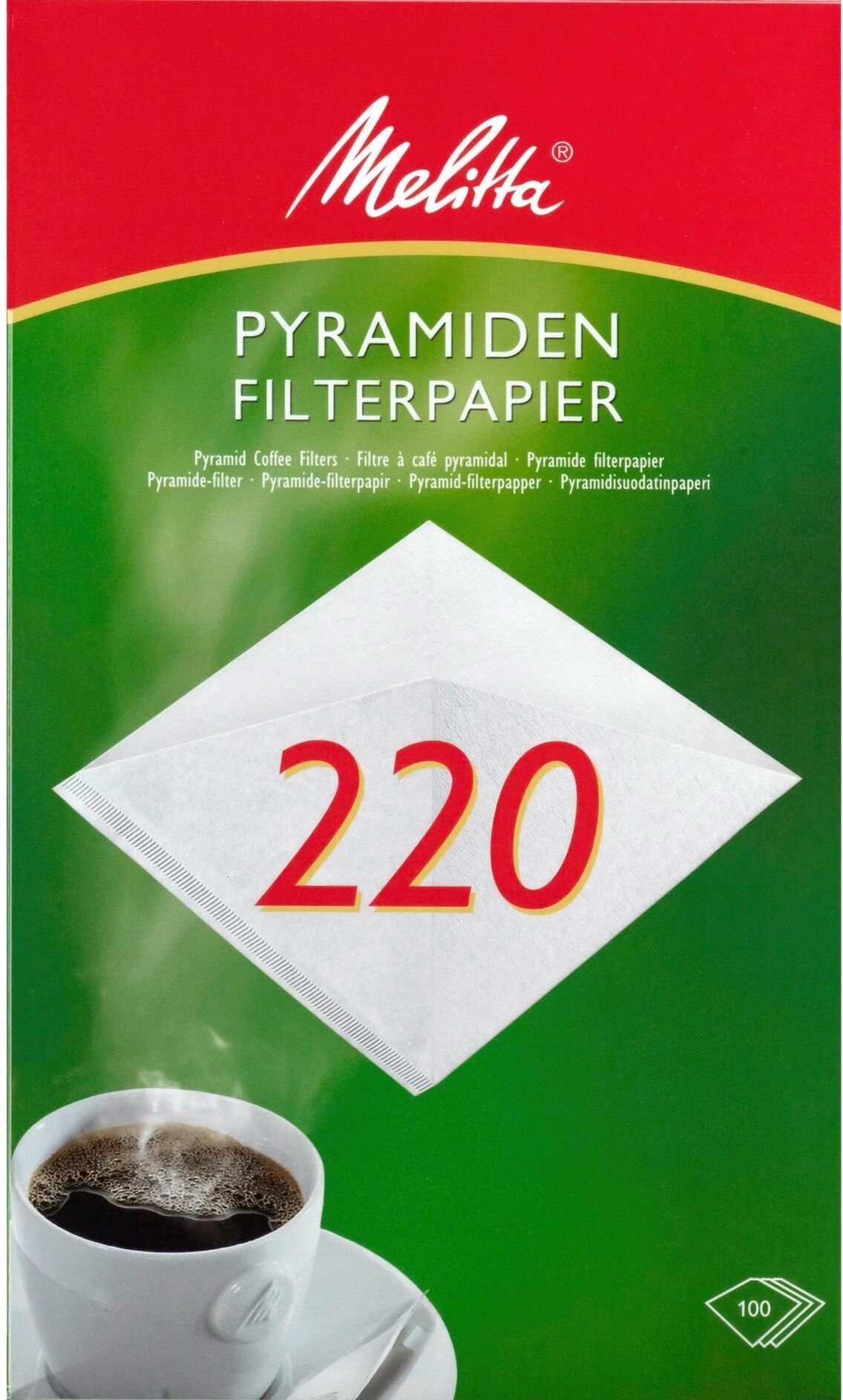 Papierfilter MELITTA "Pyramiden-Filterpapier 220 100 Stück", weiss (weiß), Kaffeefilter, Papierfilter weiß Einheitsgröße