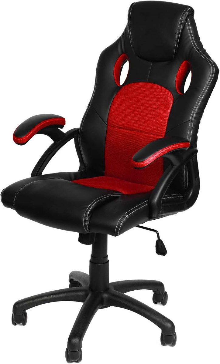 Ergonomische Bureaustoel en Gamestoel met Armleuningen - Rood