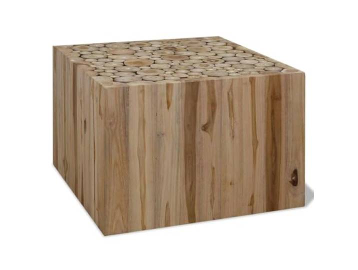HEFZGDB Couchtisch Teakholz 50x50x35 cm Beistelltisch Nachttisch aus natürlichen Holzscheiben robust langlebig stabil für Dekoration