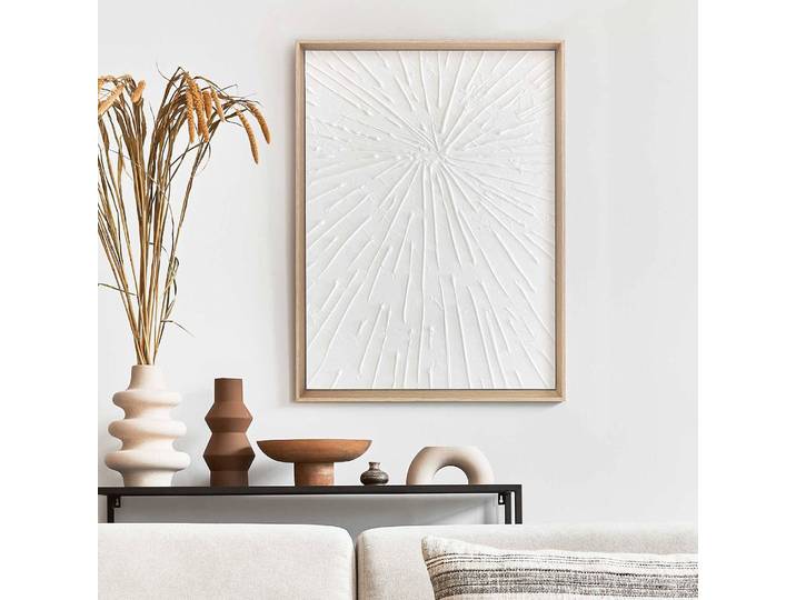 Wandbild Strahlen MDF Mitteldichte Holzfaserplatte Weiß 30 x 40 x 3cm
