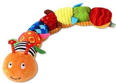 Uplifted Finds Musical Stuffed Animal Tummy Time Toy With Ruler Design orange Caterpillar