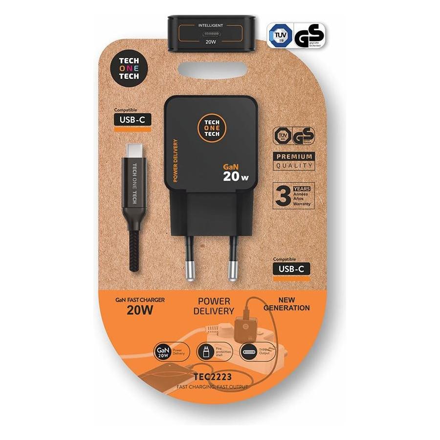 Tech One Tech Gan 20 w ultra fast charger black + 1 m usb-c cable (20 W) (69204011)