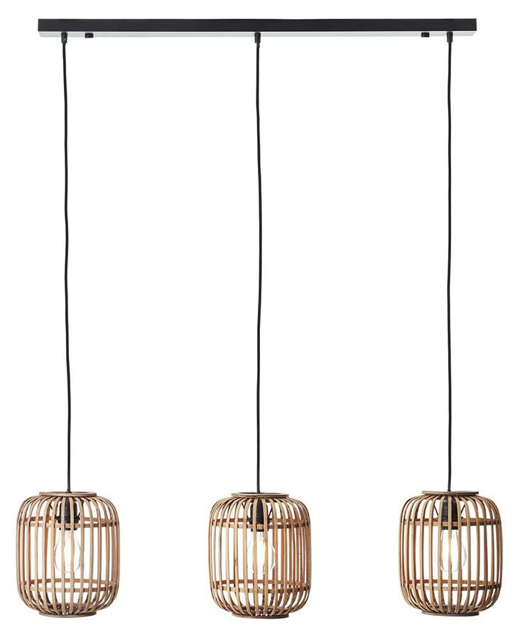 Endon Hanglamp Mathias, beige, bamboe, B: 148,5 cm, D: 101,5 cm, H: 22 cm, 3xE27