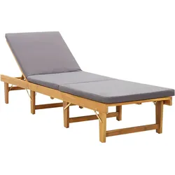 Helloshop26 - Klappbarer Liegestuhl Sonnenliege Gartenbett Terrassenmöbel mit Kissen massives Akazienholz 02_0012894