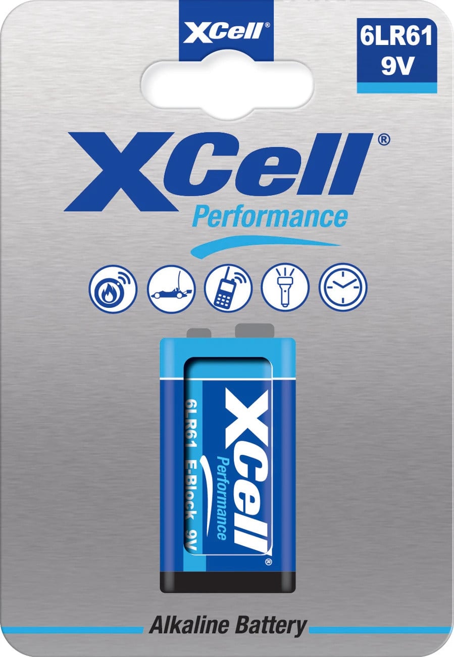 XCell Alkaline 6LR61 9V blokbatterij voor rookmelders, meetapparatuur en audioapparatuur