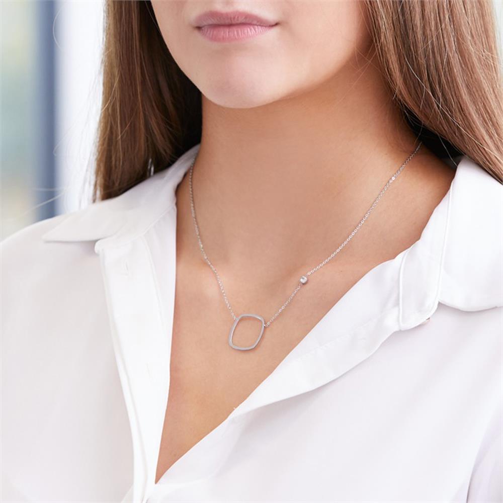 Unique Halskette aus Edelstahl mit Zirkonia silber