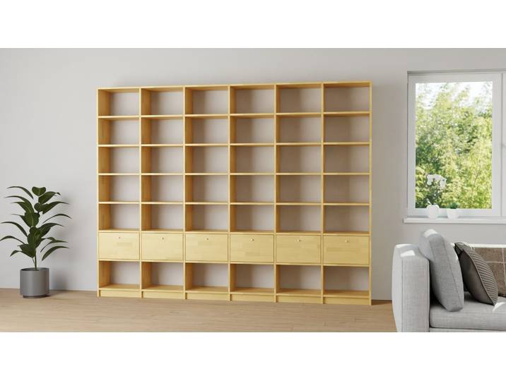 Bibliothèque large - Adaptez le design qui vous plaît en quelques minutes Hêtre Naturel huilé