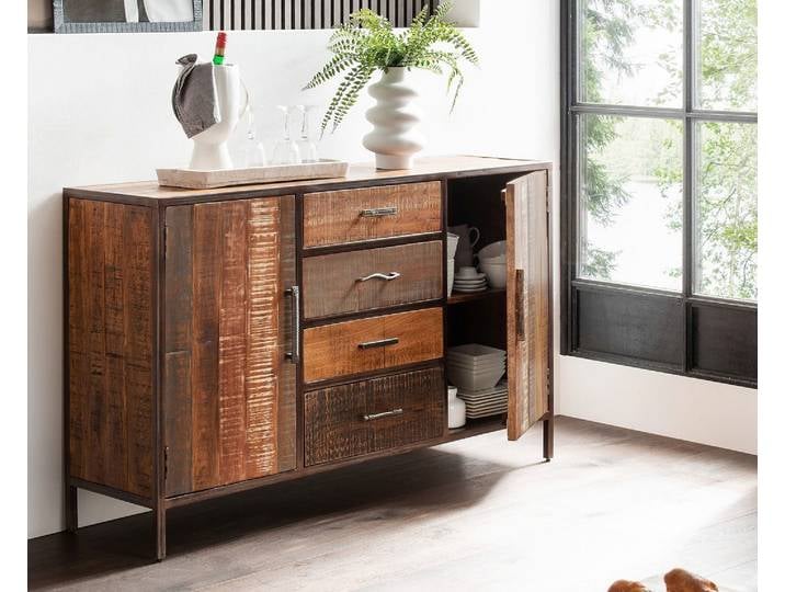 Sideboard 150x90cm 'Compton' recyceltes Altholz & Eisen vintage