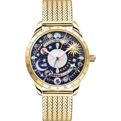 Quarzuhr THOMAS SABO "COSMIC AMULET", gold (goldfarben), Armbanduhren, Damen, Quarzuhr, Armbanduhr, Damenuhr, Zirkonia, Herz, Mond, Sterne, Edelstahlarmband