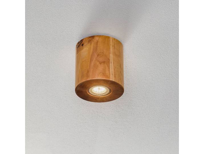 Deckenleuchte Ara als Zylinder aus Holz SOLLUX LIGHTING, dimmbar, Holz hell, für Wohn- / Esszimmer, Holz, Modern, Deckenlampe