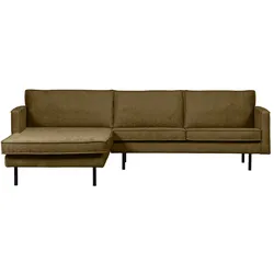 Chaiselongue Rodeo aus Struktursamt, modern und komfortabel, links, brass braun, für 4–5 Personen
