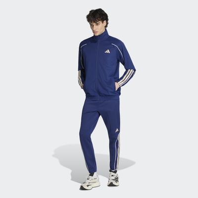 Trainingsanzug ADIDAS SPORTSWEAR "M 3S STADIUM TS", Herren, Gr. XXL, blau (dkblau, crli), Obermaterial: 100% Polyester, Sportanzüge Trainingsanzug, zweiteiliger Trainingsanzug, Set aus Jacke und Hose, sportlicher Stil