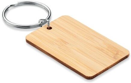 Porte-clés rectangulaire en bambou personnalisé ANGLEBOO bambou bois