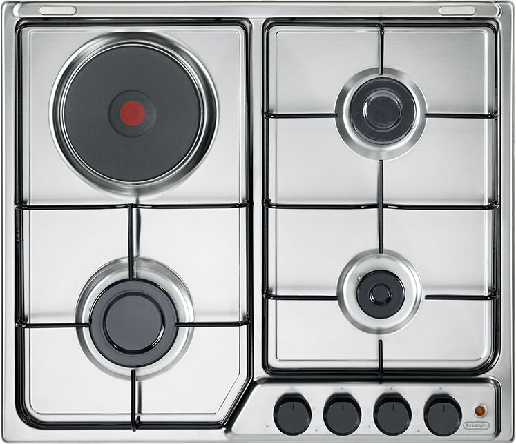 DeLonghi Ffi36er Piano Cottura Da Incasso 4 Fuochi (1 Elettrico) Larghezza 58 Cm Colore Acciaio - Ffi 36 Er