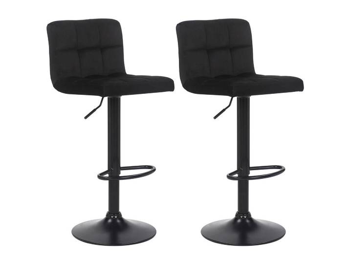 CLP Barhocker 2er Set Samt Schwarz, Metall, 40x85x40 cm, Esszimmer, Barmöbel, Barhocker