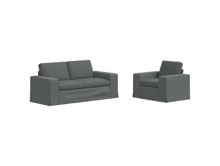 KUTYWEXFM Sofa Set 2-teilig Modulsofa Dunkelgrau Stoff Metallgestell Flexibles Polstermöbel Set mit Stoffbezug und Metallrahmen, ideal für Ihr Wohnzimmer oder Schlafzimmer.