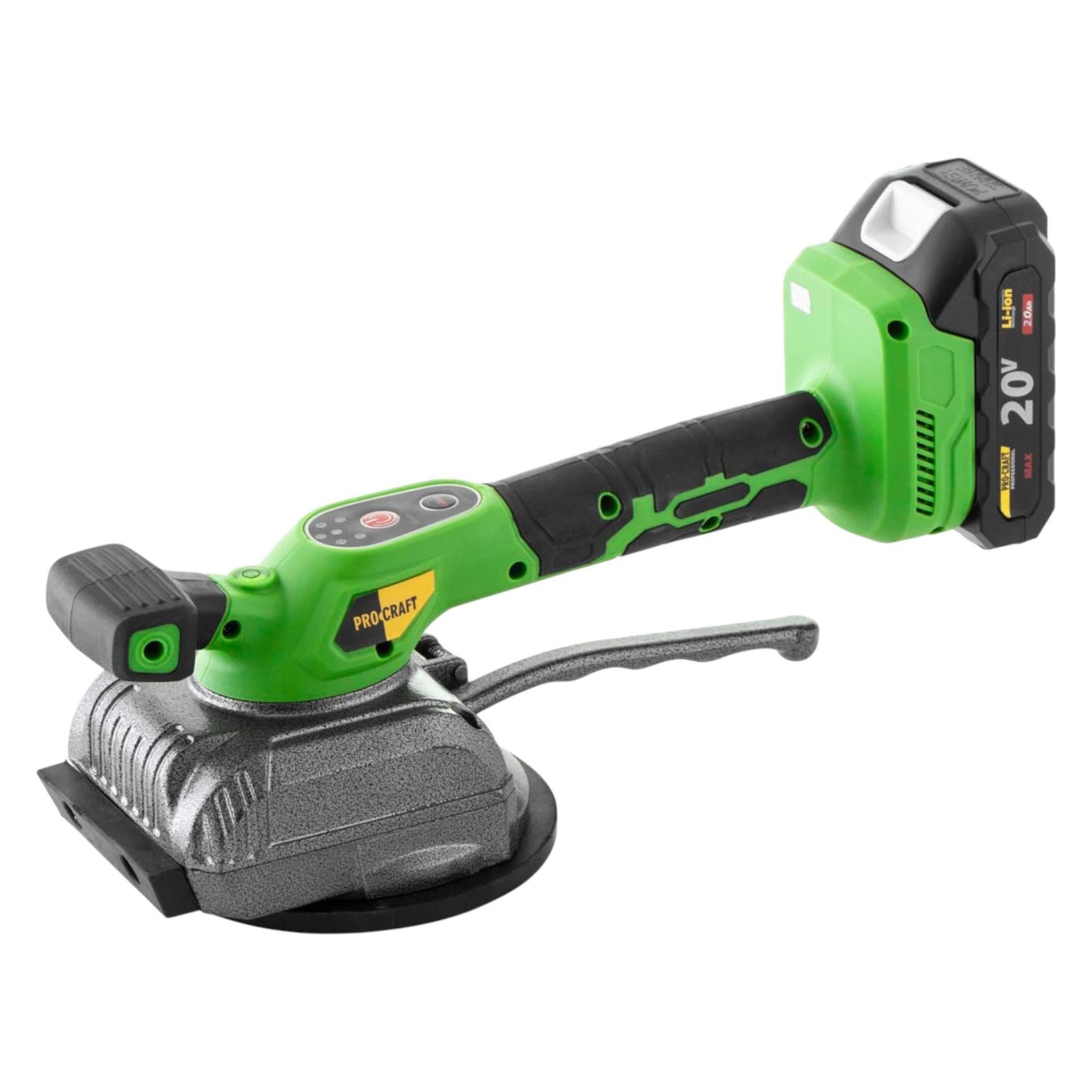 Procraft PTM20-1b-c Akku Vibration Fliesen Saugheber 20 V + 1x Akku 2,0 Ah + Ladegerät + Koffer (75 kg) (PTM20-1b-c)