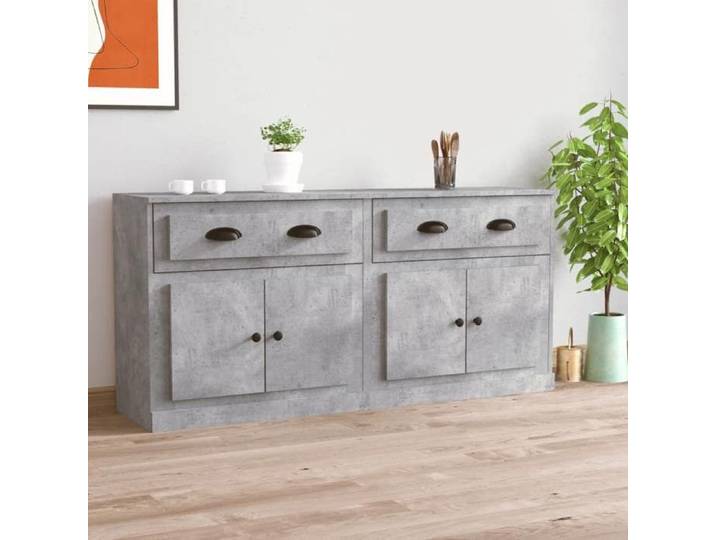 (Gris) Buffet bahut - Buffet Enfilades 2 pcs gris béton bois ingénierie 616995